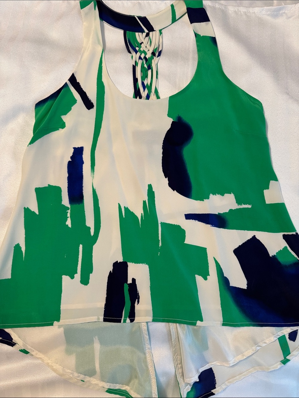 Source Unknown Green & Navy Abstract Racerback Tank